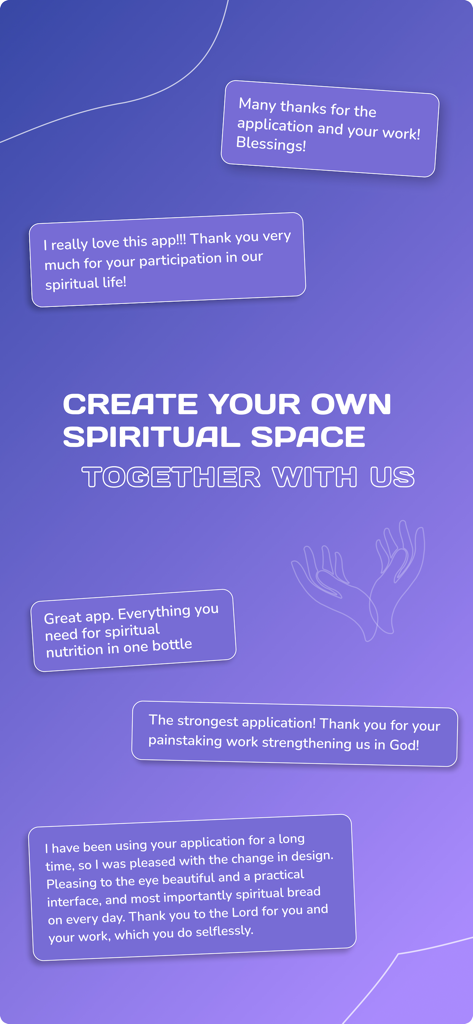Adventist Devotional  Readings - User reviews and testimonials praising the Adventist Devotional Readings app for spiritual growth on a purple promotional background