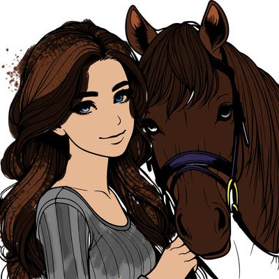 realistic girl with horse