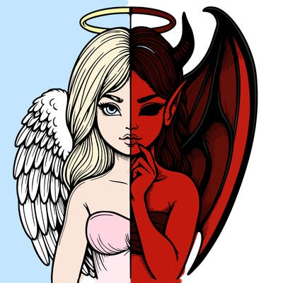 realistic angel half demon