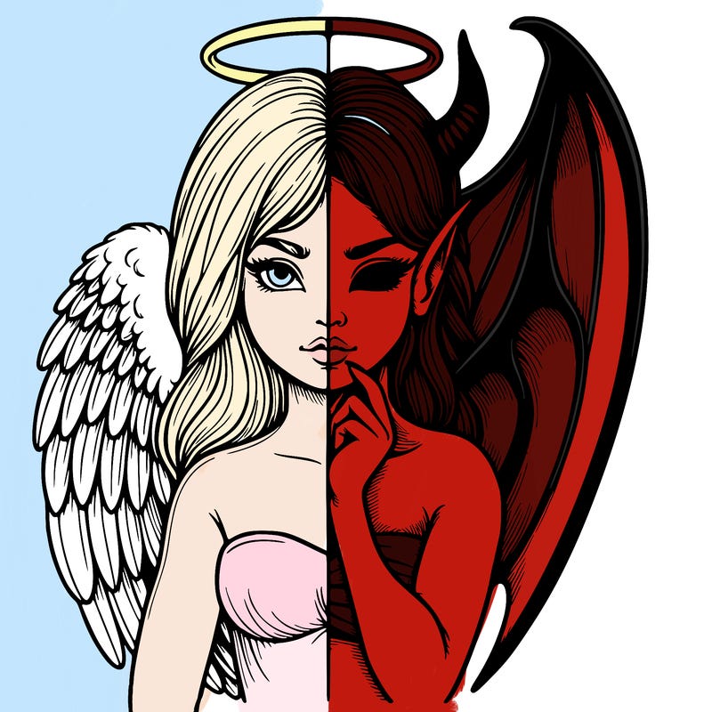 realistic angel half demon