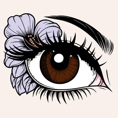 realistic eye with flower