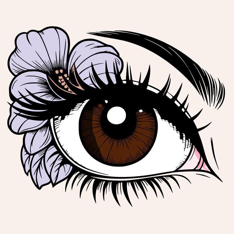 realistic eye with flower