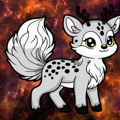 a beautiful deer with a fox tail