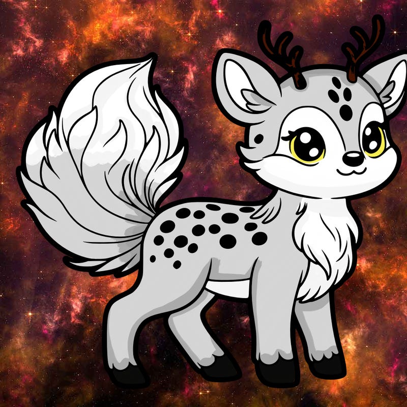 a beautiful deer with a fox tail