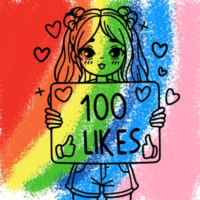 girl holding a sign saying 100 likes