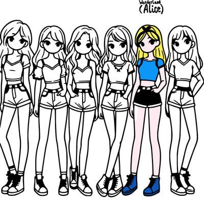 a group of girls wearing crop tops and shorts