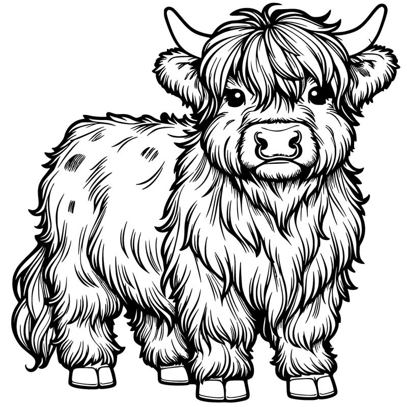 highland cow realistic cute