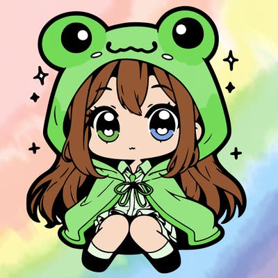 chibi girl with frog hoodie