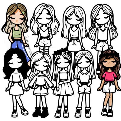 a group girls with their eyes closed full body