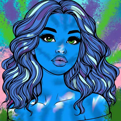 realistic girl with wavy hair and lips