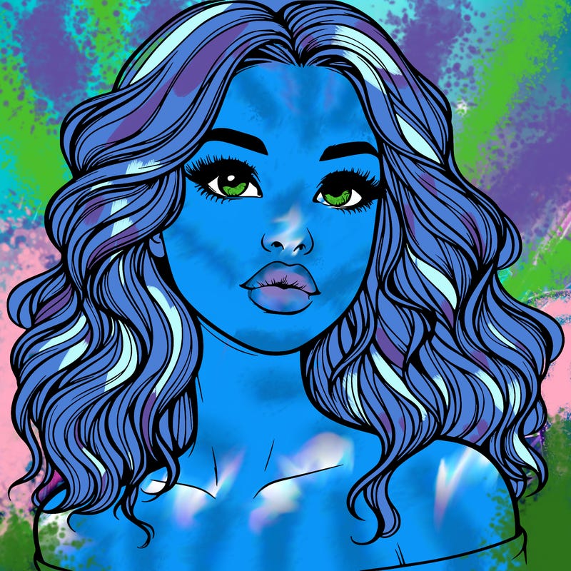 realistic girl with wavy hair and lips