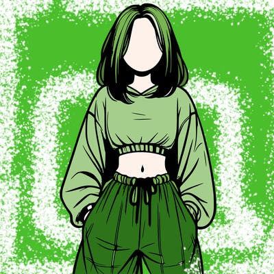 realistic girl faceless with baggy pants and a crop top