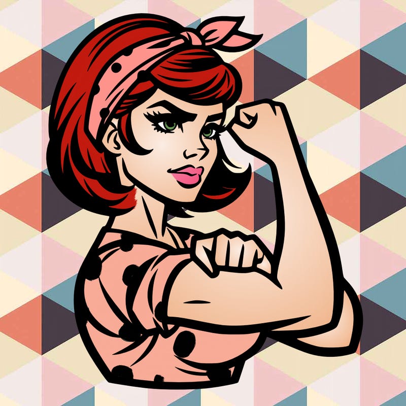 strong woman with a 60s american ad style