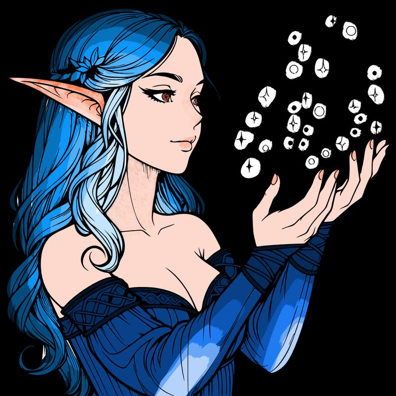 realistic elf girl doing magic