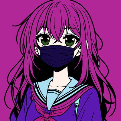 an anime girl with a mask