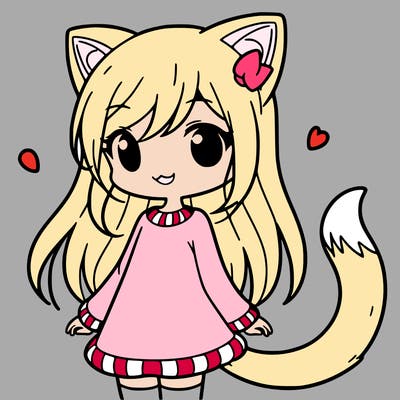 girl with cat ears and tail