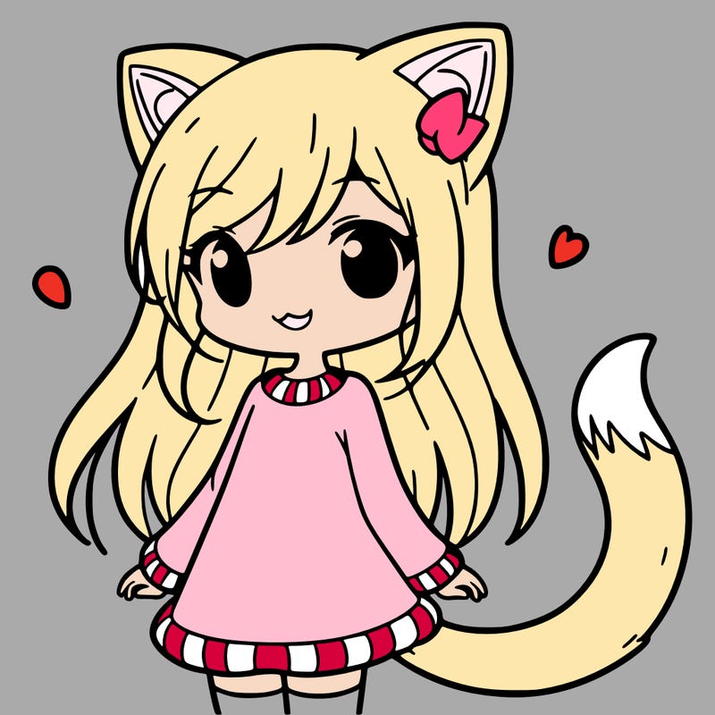girl with cat ears and tail