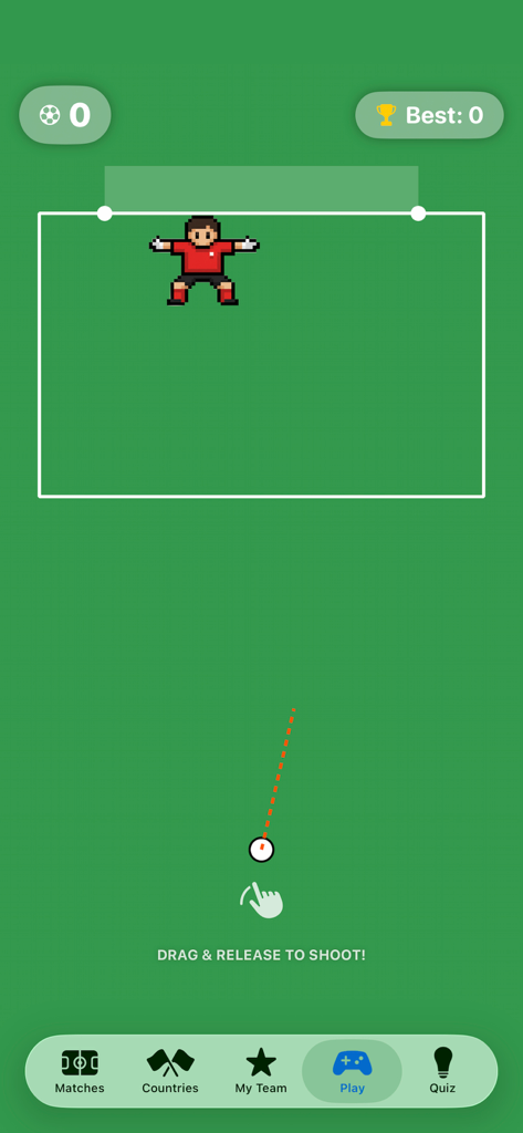 Soccer 2026 app arcade game screen showing the Golden Boot Challenge
