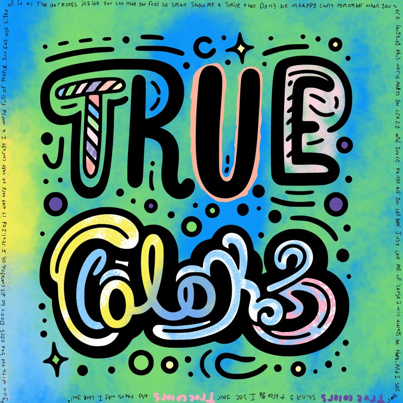 "true colors" written
