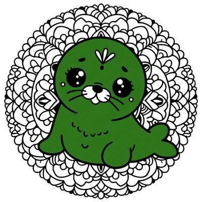 a cute baby seal mandala