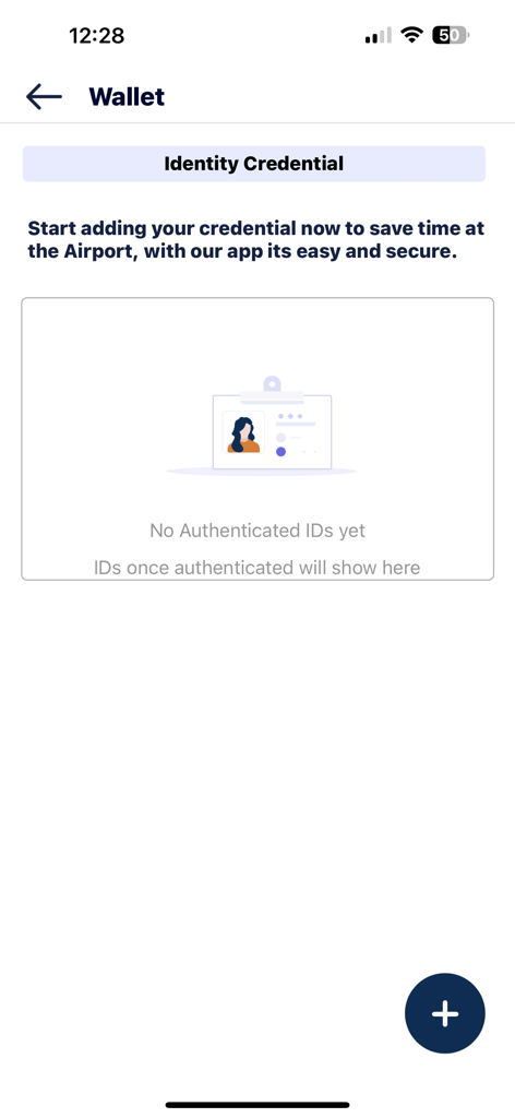 Digi Yatra - Wallet screen in the Digi Yatra app for managing digital identity credentials
