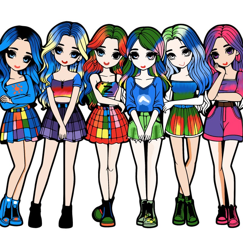 a group of girls realistic