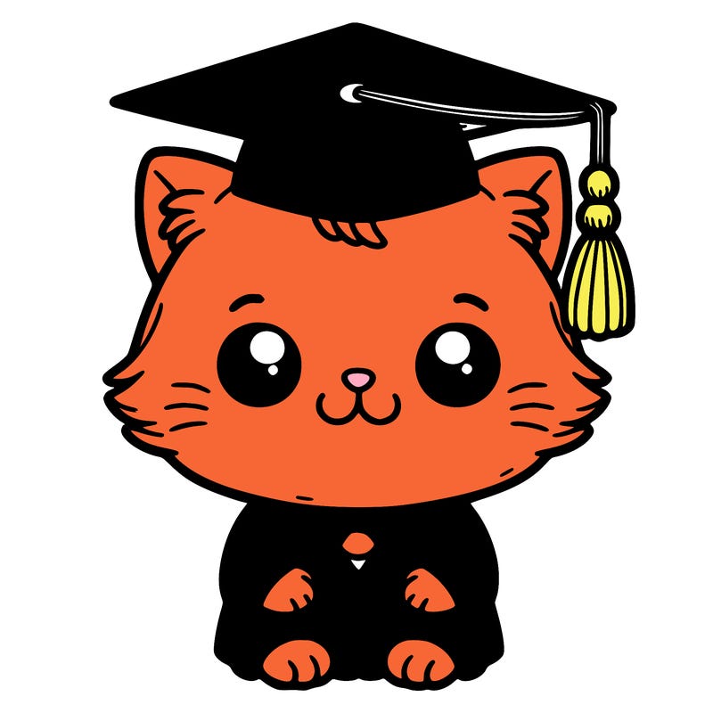 cat wearing graduation hat