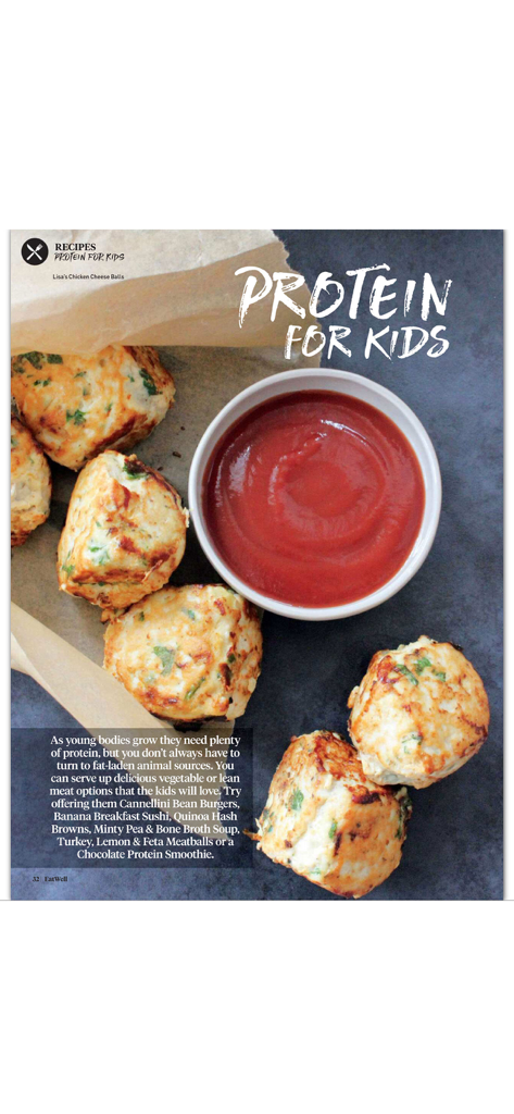 Healthy chicken cheese balls recipe for kids on the Eat Well app magazine page