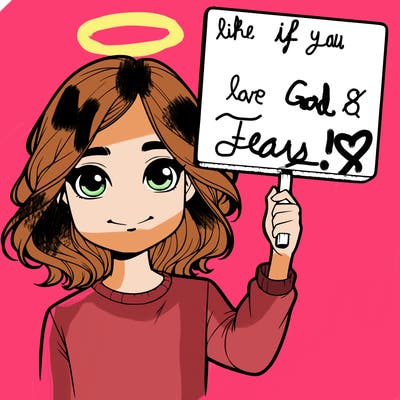 realistic girl holding up a sign