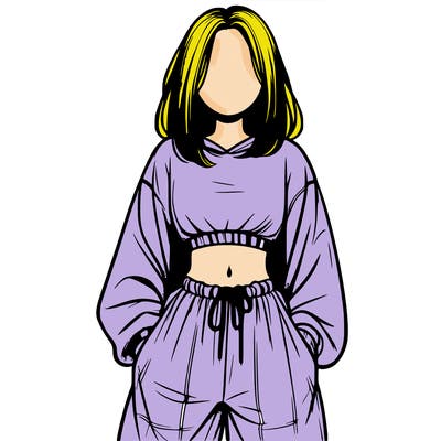 realistic girl faceless with baggy pants and a crop top