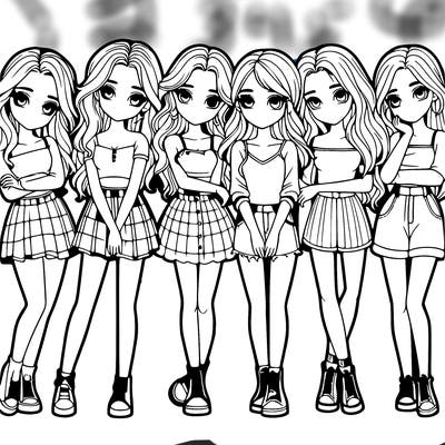 a group of girls realistic