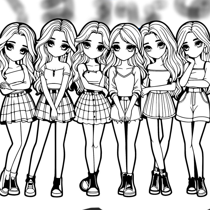 a group of girls realistic