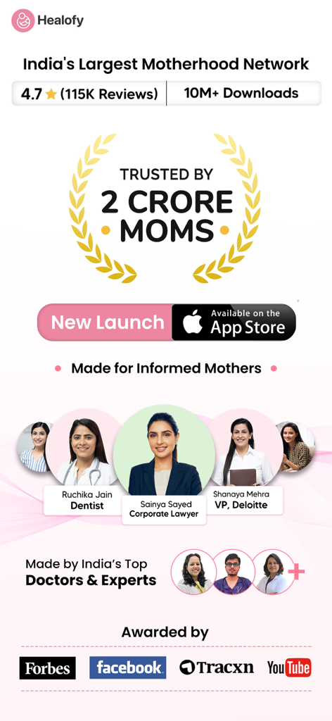 Healofy -Pregnancy & Parenting - Healofy app banner for Indias largest motherhood network trusted by 2 crore moms and top doctors