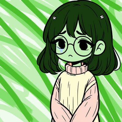 sad girl with glasses in a sweater