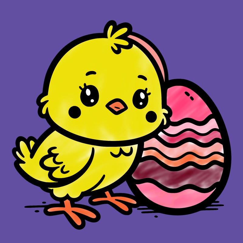 an easter chick with an easter egg