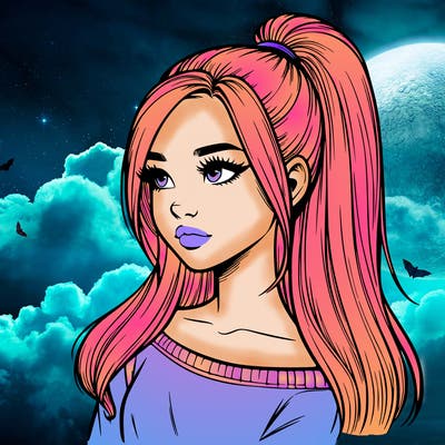 realistic girl with a high ponytail