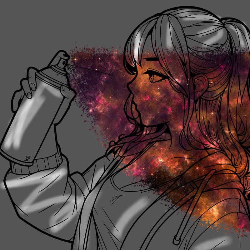 a realistic girl spray, painting