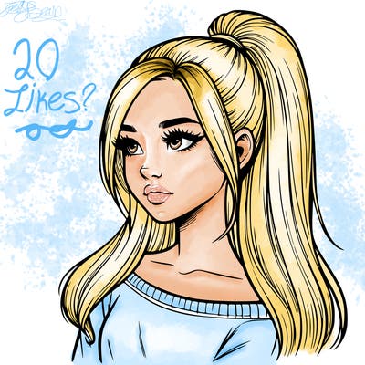 realistic girl with a high ponytail