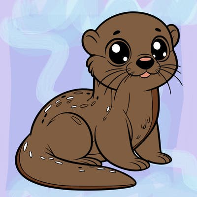 otter, big eyes, full body