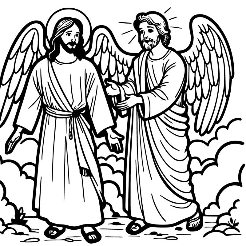 jesus with angel coming