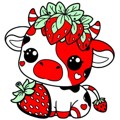 cute strawberry cow