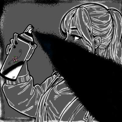 a realistic girl spray, painting