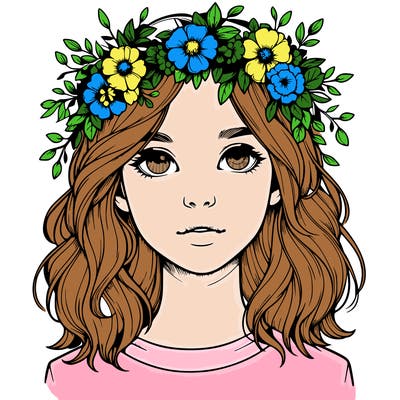 realistic girl with flower crown