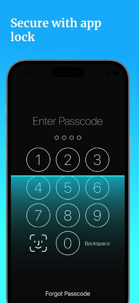Daybook: AI Journal & Diary - Daybook app lock screen showing numeric passcode entry for secure and private journaling