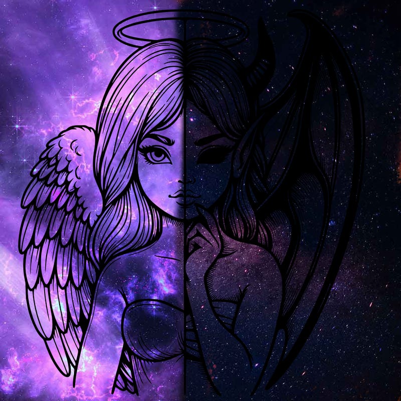 realistic angel half demon