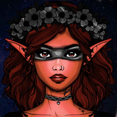realistic female elf with flower crown