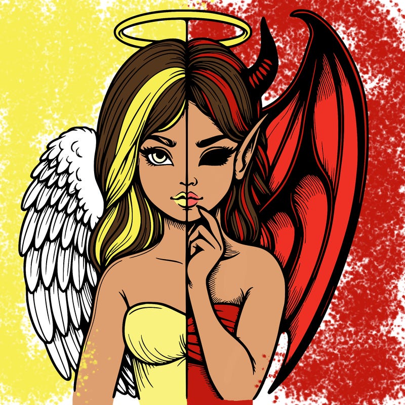 realistic angel half demon