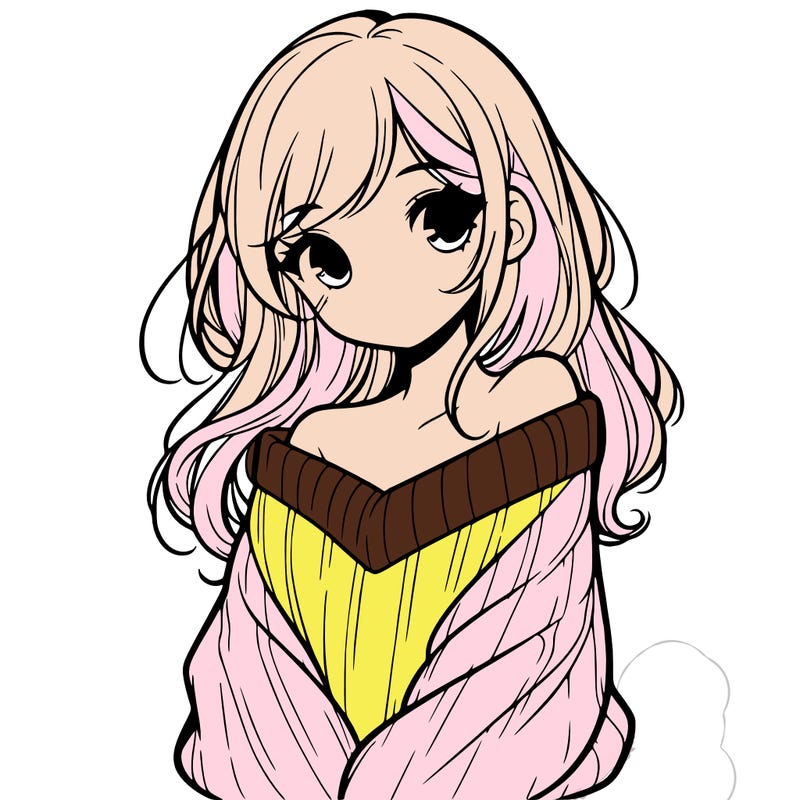 shy pretty girl wearing a sweater that is falling off one shoulder portrait