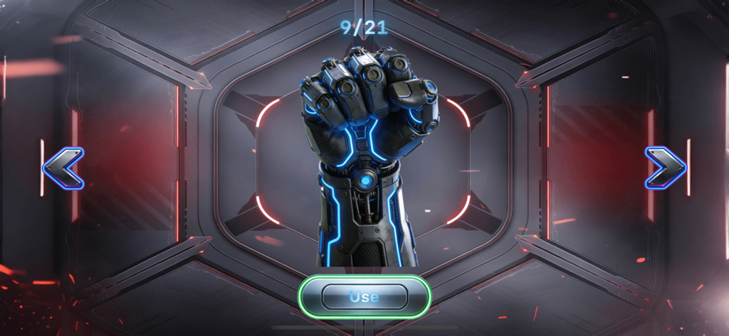 Gun Sound: Watch Weapon Box - Un guanto meccanico futuristico nero e blu utilizzato per effetti sonori di pugni pesanti