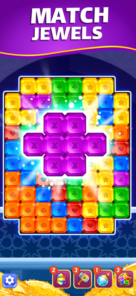 Jewel Gem - Match 3 Jewel Game - Jugabilidad de puzle de match 3 de gemas coloridas en la aplicación Jewel Gem